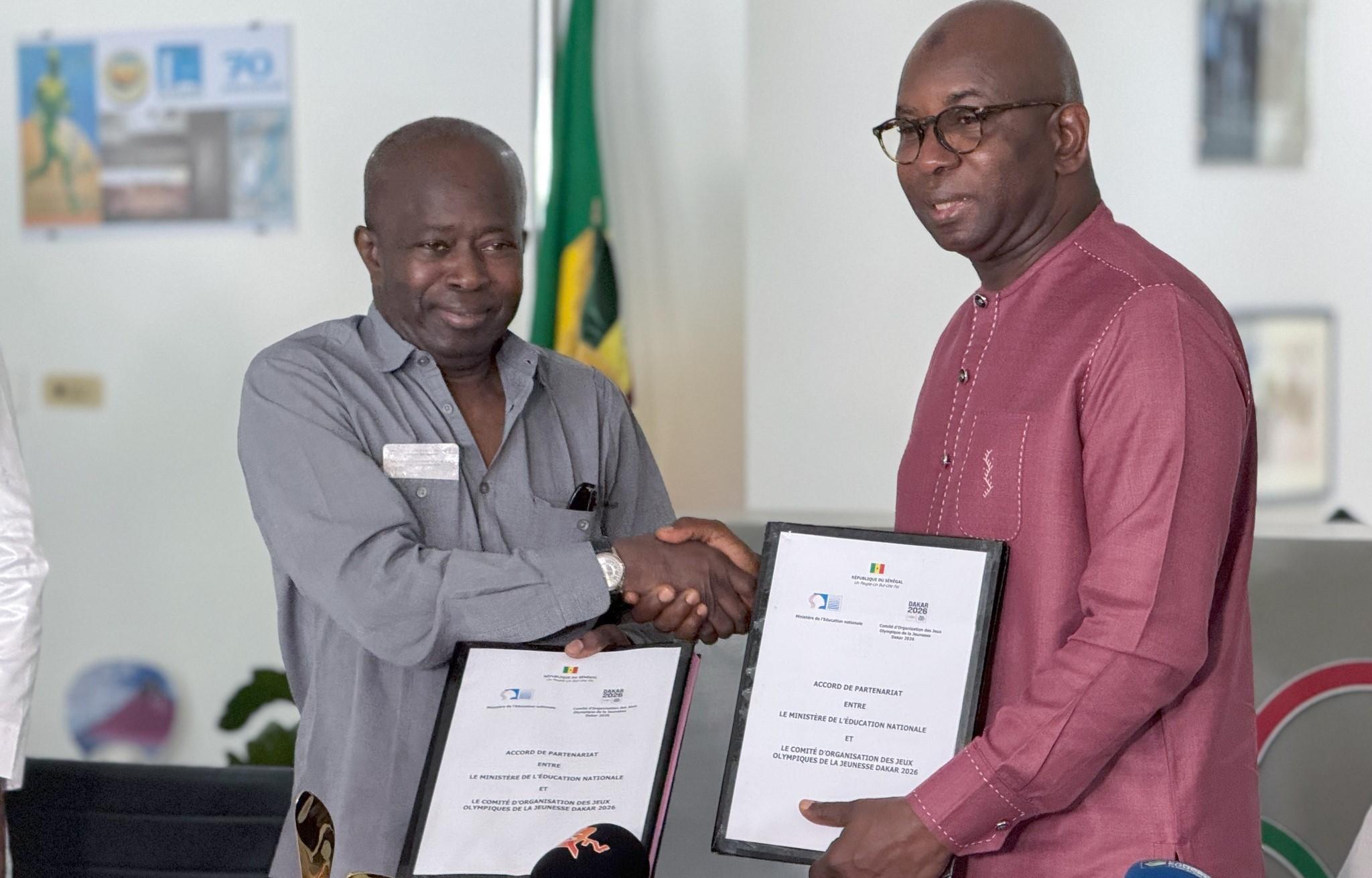 Signature d'une convention historique entre le Ministère de l'Éducation nationale et le Comité d'Organisation des Jeux Olympiques de la Jeunesse Dakar 2026